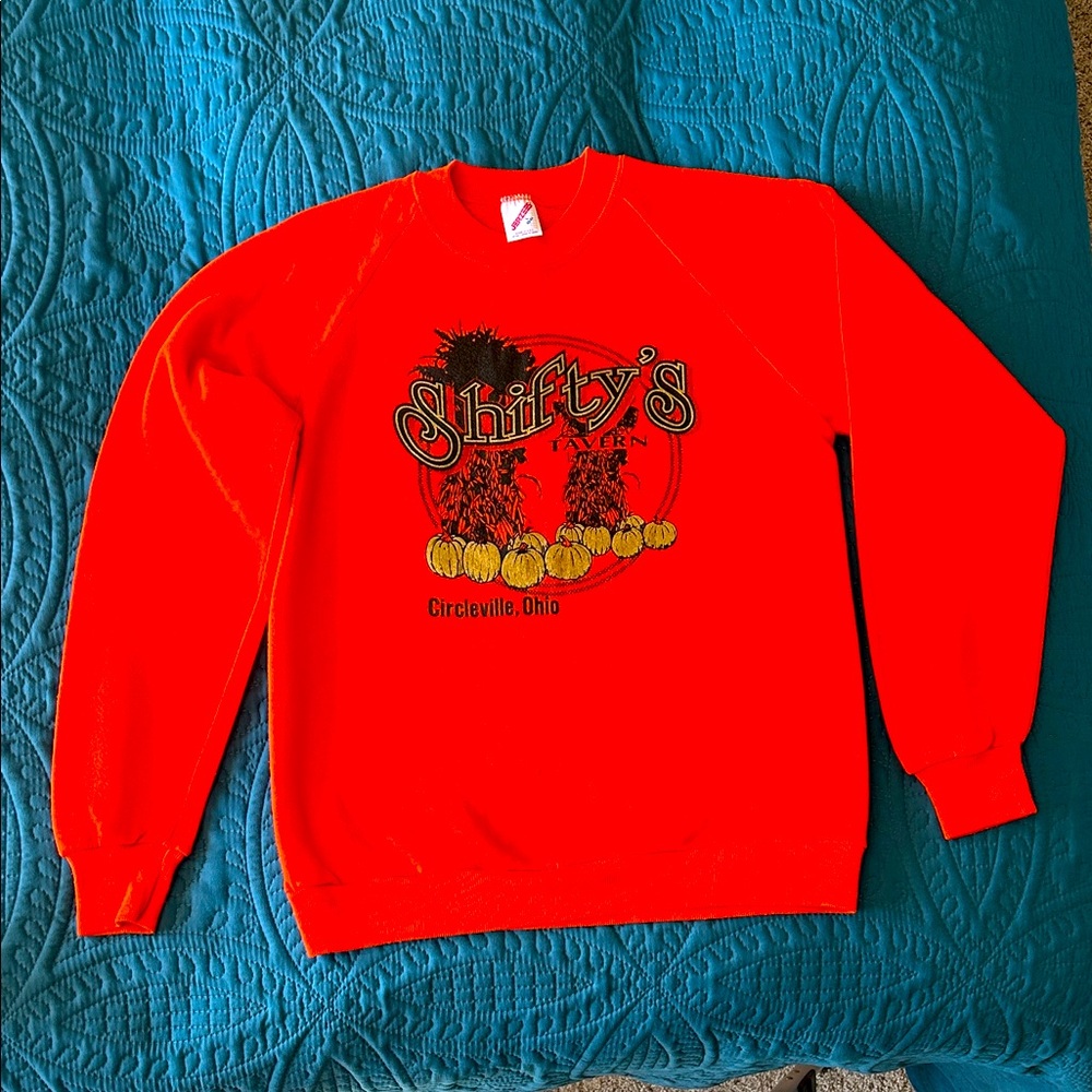 Orange Men’s Sweatshirt, Shifty’s Tavern, Circleville, Ohio, Pumpkin Fall Theme